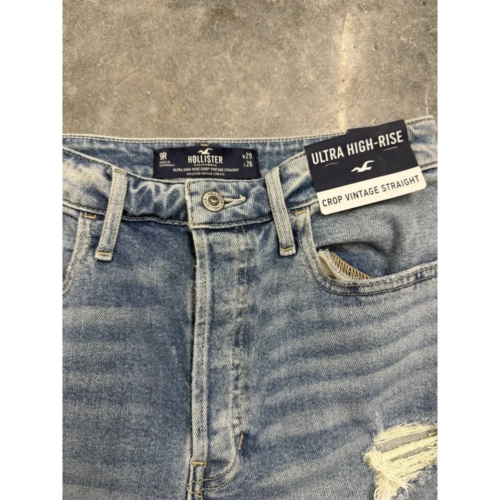Hollister Women's Ultra High Rise Vintage Straight Crop Jeans Sz 9R 29x26 NWT - Picture 2 of 10